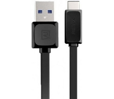 Remax Type-C Platte Standaard USB naar USB-C Kabel (1m) - Zwart