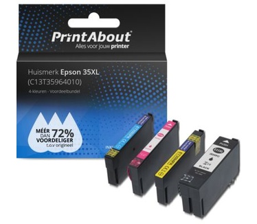 PrintAbout Huismerk Epson 35XL (T3596) Inktcartridge 4-kleuren Voordeelbundel