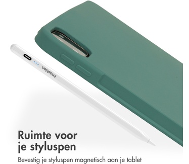 Accezz Liquid Silicone Backcover met penhouder iPad Pro 12.9 (2020 - 2022) - Donkergroen