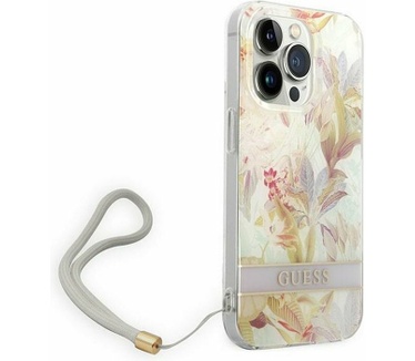 Guess Flower Back Case met Strap iPhone 14 Pro Max (6.7") - Paars Paars