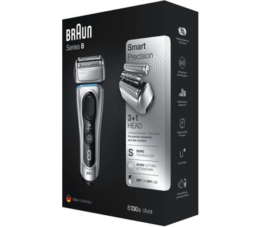 Braun Series 8 8330s Volgende Generatie Elektrisch Scheerapparaat, Stoffen Etui, Zilver