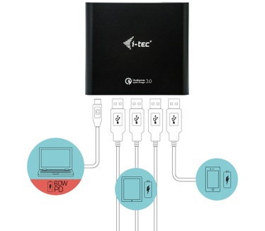 iTEC Universal Charger USB-C Power Delivery + 4x USB-A QC 3.0, 80 W