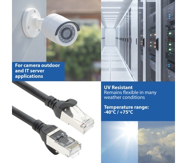ACT Zwart 0,5 meter TPE S/FTP CAT6A ultra-flex patchkabel snagless met RJ45 connectoren