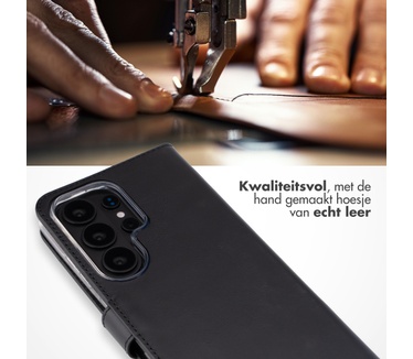 Selencia Echt Leren Bookcase Samsung Galaxy S26 Ultra - Zwart