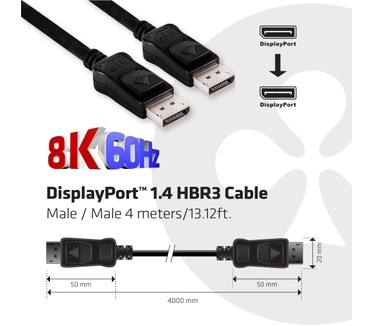 Club 3D DisplayPort&#8482; 1.4 HBR3 8K60Hz Cable