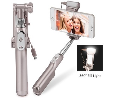 qMust Bluetooth LED Selfie Stick - Champagne Gold