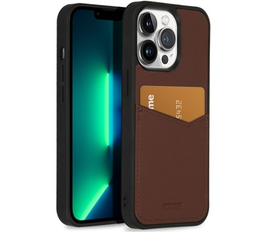 Accezz Premium Leather Card Slot Backcover iPhone 13 Pro - Bruin