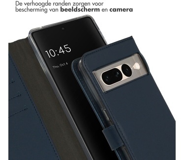 Selencia Echt Lederen Bookcase Google Pixel 7 Pro - Blauw