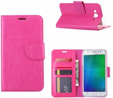 Luxe Lederen Bookcase hoesje voor de Samsung Galaxy J7 2016 - Roze (Galaxy J7 2016) Roze