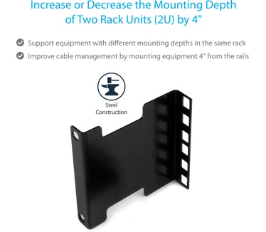 Startech.com 2U Server rack raildiepte adapterset voor 10 cm verstelbereik