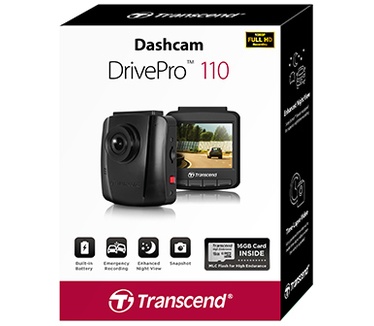 Transcend DrivePro 110 + Suction Mount Zwart