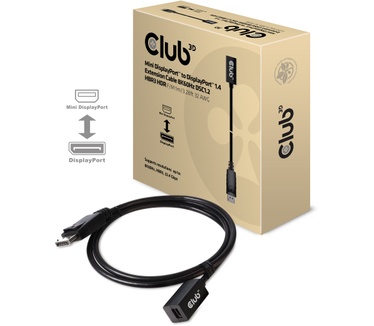 Club 3D Mini DisplayPort 1.4 to DisplayPort Extension Cable 8K60Hz DSC 1.2 HBR3 HDR Bidirectional F/M 1m