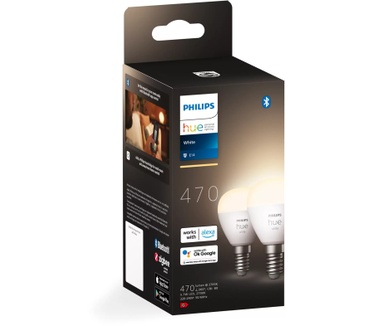 Philips Hue White E14 Kogellamp (met bluetooth) Duopack