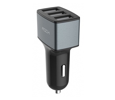 Rock Autolader - inclusief 3 USB aansluitingen - Black