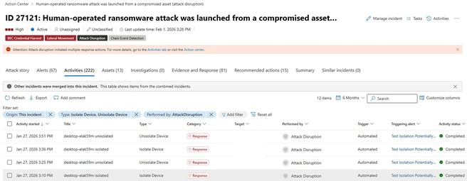 Automatische isolatie in Microsoft Defender