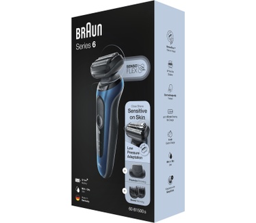 Braun Series 6 60-B1500s Elektrisch Scheerapparaat Met Baardtrimmer, Blauw