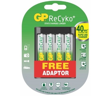 GP Powerbank U421 USB-lader + 4x ReCyko+ AA 2600