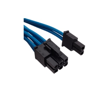 Corsair Premium Individually Sleeved PCIe Cables with Dual Connectors, Type 4 (Generation 3) - Blauw Blauw