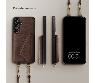 Selencia Sera Telefoonhoes met Koord en Envelop Pashouder Samsung Galaxy S25 FE - Chocolate Brown