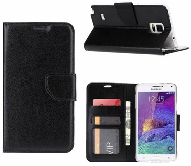 Luxe Lederen Bookcase hoesje voor de Samsung Galaxy Note 4 - Zwart (Galaxy Note 4) Zwart