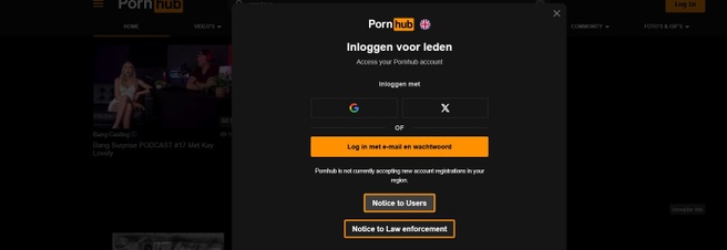 Pornhub-leeftijdcontrole