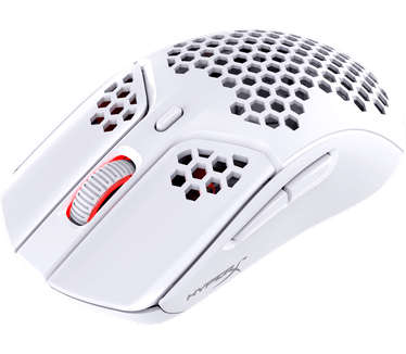 HP HyperX Pulsefire Haste Draadloze gamingmuis - ultralicht, 62 g, 100 uur accuduur, 2,4 GHz draadloos, Honeycomb Shell, Hex Design, tot 16000 dpi, 6 programmeerbare toetsen - wit/roze