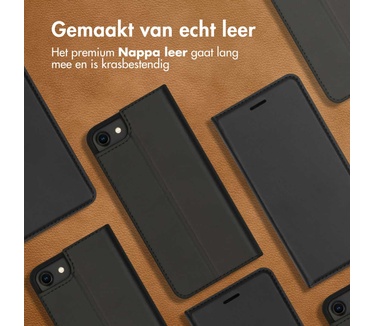Accezz Premium Leather Slim Bookcase iPhone SE (2022 / 2020) / 8 / 7 / 6(s) - Zwart