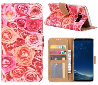 Rozen print lederen Bookcase hoesje voor de Samsung Galaxy S8 - Roze (Samsung Galaxy S8) Roze