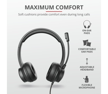 Trust HS-200 On-Ear USB Headset - BUSINESS MODEL