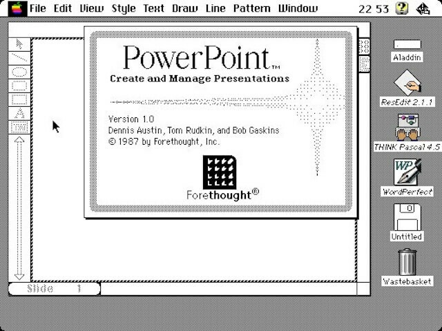Allereerste PowerPoint-versie