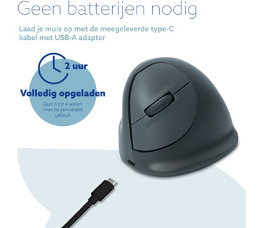 R-Go Tools Verticale muis R-Go HE Basic, ergonomische muis, medium (handlengte 165-185mm), linkshandig, Bluetooth