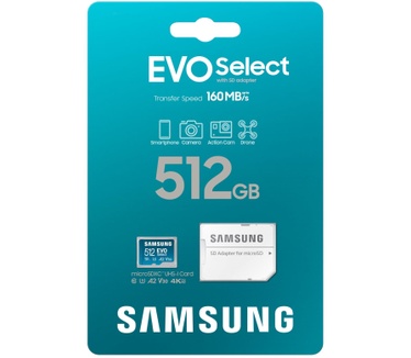 Samsung EVO Select microSDXC (2024) 512GB + SD adapter