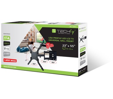 Techly 23-55 Universal LCD TV Wall Mount Bracket Black" ICA-PLB 136M