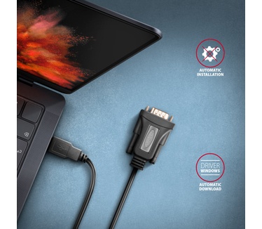 Axagon ADS-1PQN USB-A 2.0 - serial RS-232 DB9-M FTDI adapter cable 1.5m - Adapter - Digital/Daten
