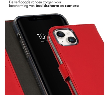 Selencia Echt Lederen Bookcase iPhone 15 - Rood