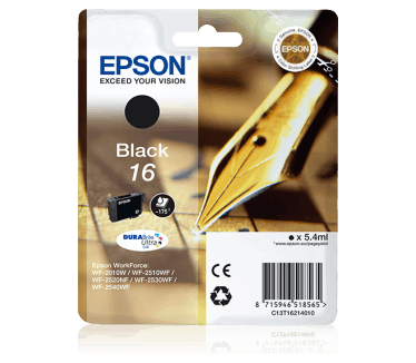 Epson Workforce Singlepack Black 16 DURABrite Ultra Ink (C13T16214010)