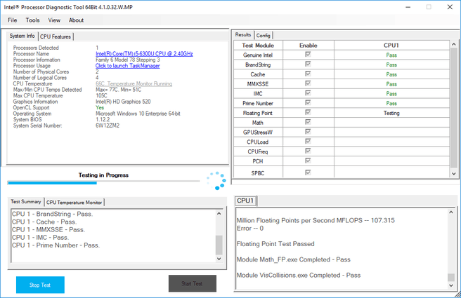 Intel Processor Diagnostic Tool 4.1.0.32