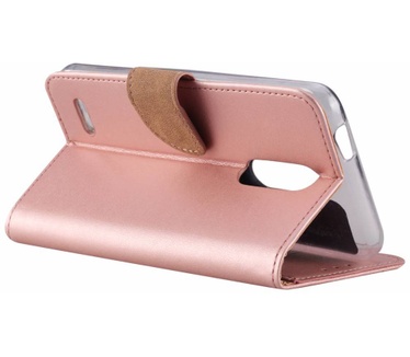 Luxe Lederen Bookcase hoesje voor de LG K10 2018 - Metallic Roze (LG K10 2018) Rosé Goud