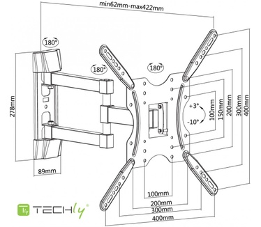 Techly 32-55" Universal LCD TV Wall Mount Bracket Black