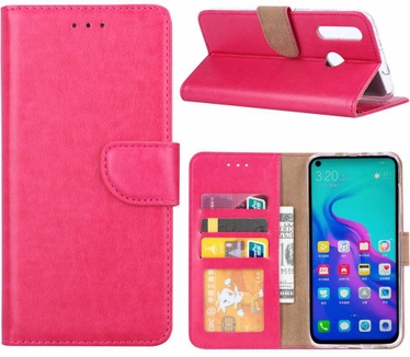 Luxe Lederen Bookcase hoesje voor de Huawei Nova 4 - Roze (Nova 4) Roze