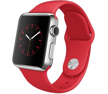 Apple Watch (sportbandje, 38mm) Zilver (Rood)