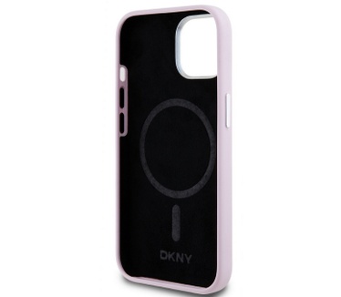 DKNY Silicone Metal Logo Back Case - iPhone 15 Plus (6.7") - Roze Roze