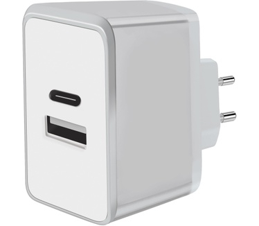 Mobiparts Wall Charger Dual USB-A en USB-C 2.4A White