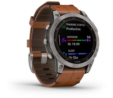 Garmin fēnix 7 Sapphire Solar (+ extra bandje) Titanium (Bruin)