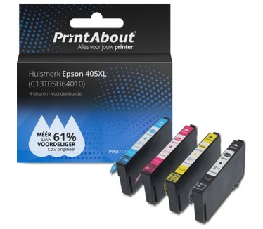 PrintAbout Huismerk Epson 405XL (C13T05H64010) Inktcartridge 4-kleuren Voordeelbundel Hoge capaciteit