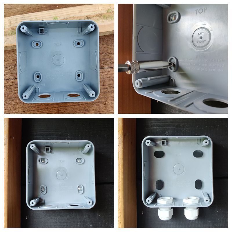 Montage onderbak van waterdichte opbouwdoos - 2 keystones - IP66