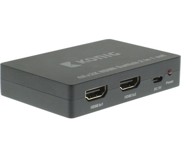 König HDMI Schakelaar 2x HDMI-Ingang - HDMI-Uitgang Donkergrijs (KNVSW3402)