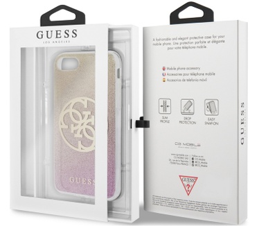 Guess Circle Glitter Hard Cover - iPhone 7/8/SE (2020) - Roze  Roze