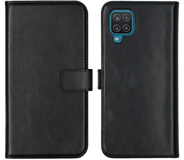 Selencia Echt Lederen Bookcase Samsung Galaxy A12 - Zwart