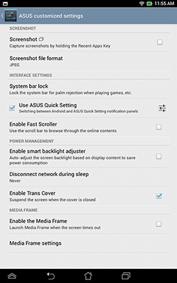 Asus Memo Pad HD 7 - instellingenmenu